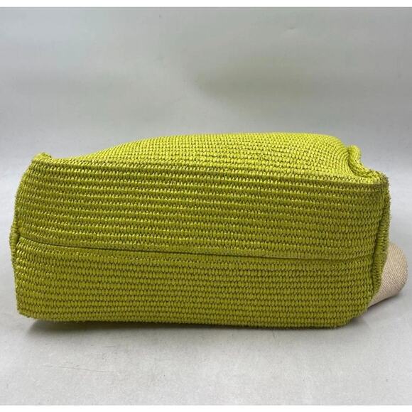 MARNI Neon Green Embroidered Raffia Tote - Picture 3 of 10